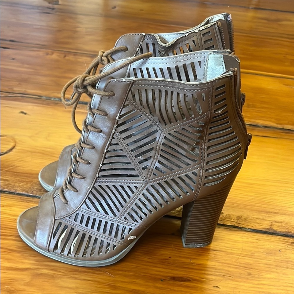 Mix No. 6 Brown Cutout Heeled Boots